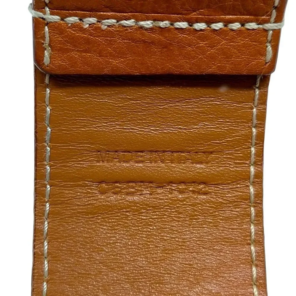 Christian DIOR Cognac Brown Leather D Charm Saddle Belt 85 cm Auth US Medium